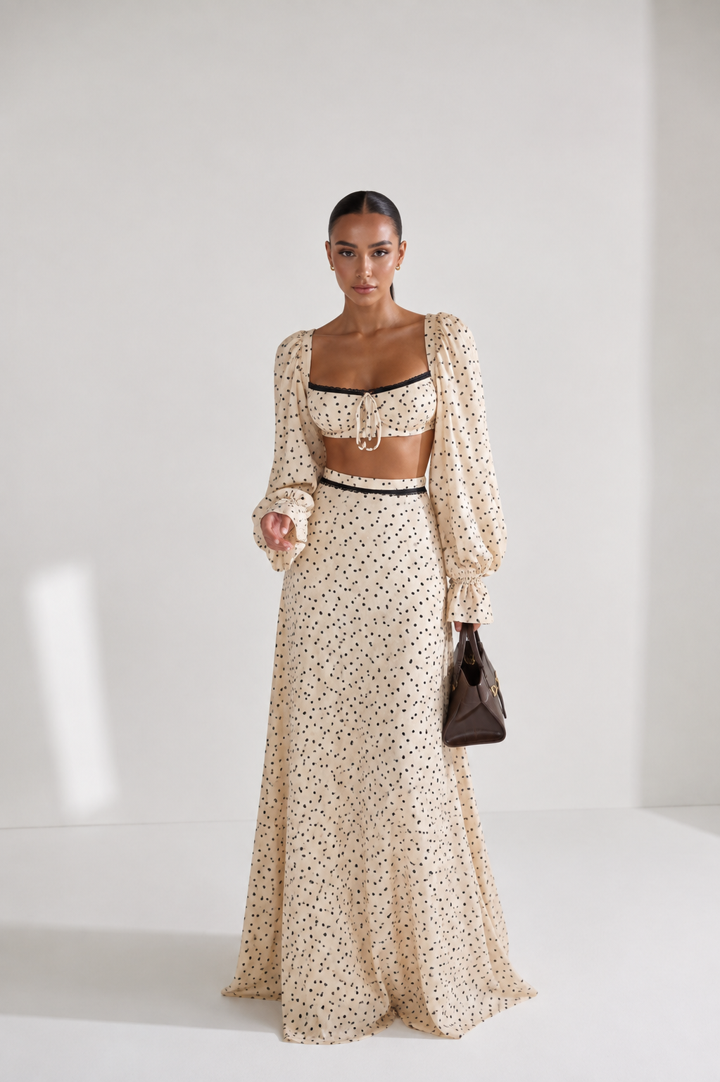 Monaco Polka Dot Maxi Set – Cream