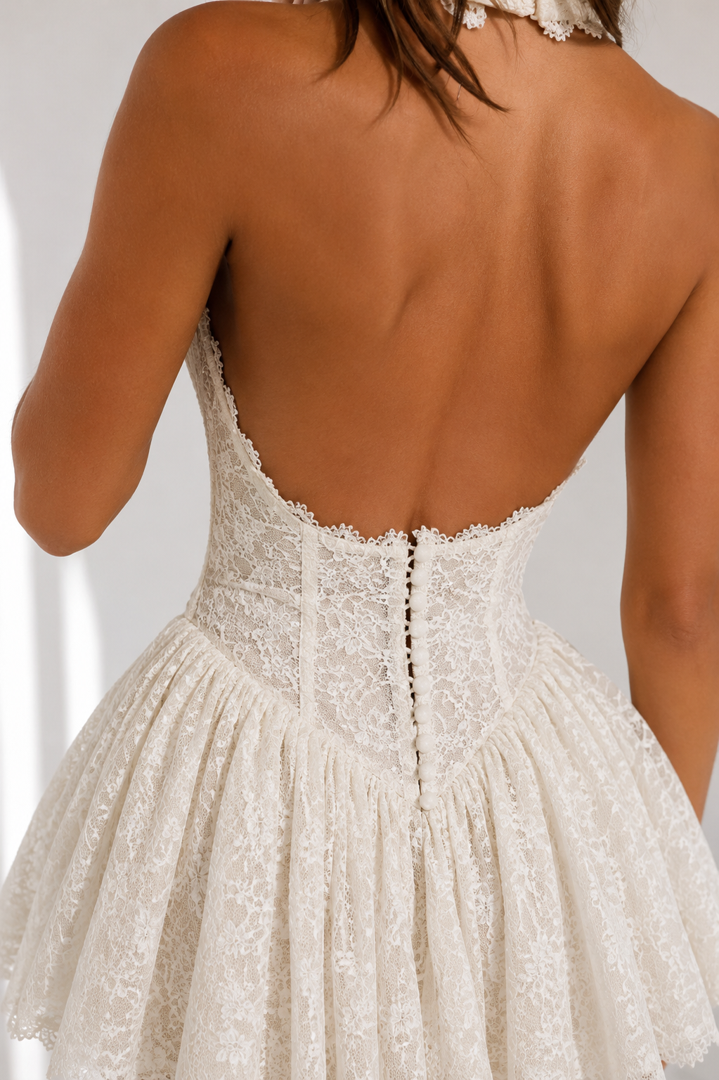 Amélie Lace Mini Dress – Ivory