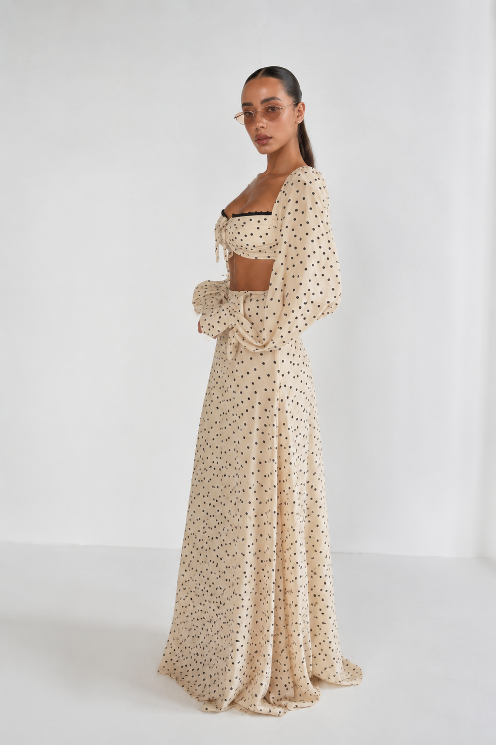 Monaco Polka Dot Maxi Set – Cream